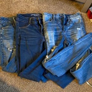 3 pairs of skinny ripped jeans